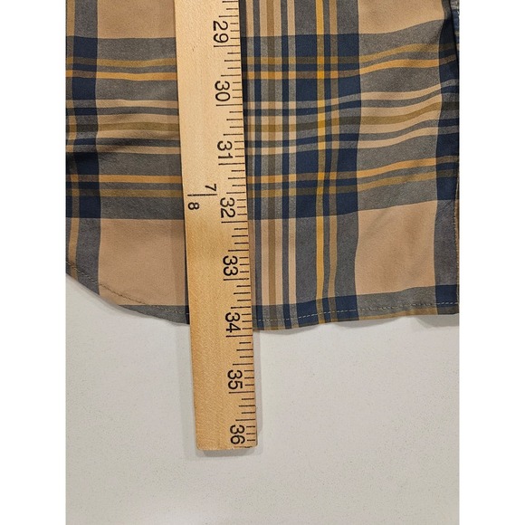 Filson Lightweight Vented Beige Blue Plaid Button Up Shirt Mens 2XL Fishing - Picture 9 of 11